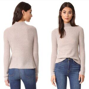 360Cashmere 100% Cashmere Mock Neck Sweater Ribbed Knit Quiet Luxury Old Money